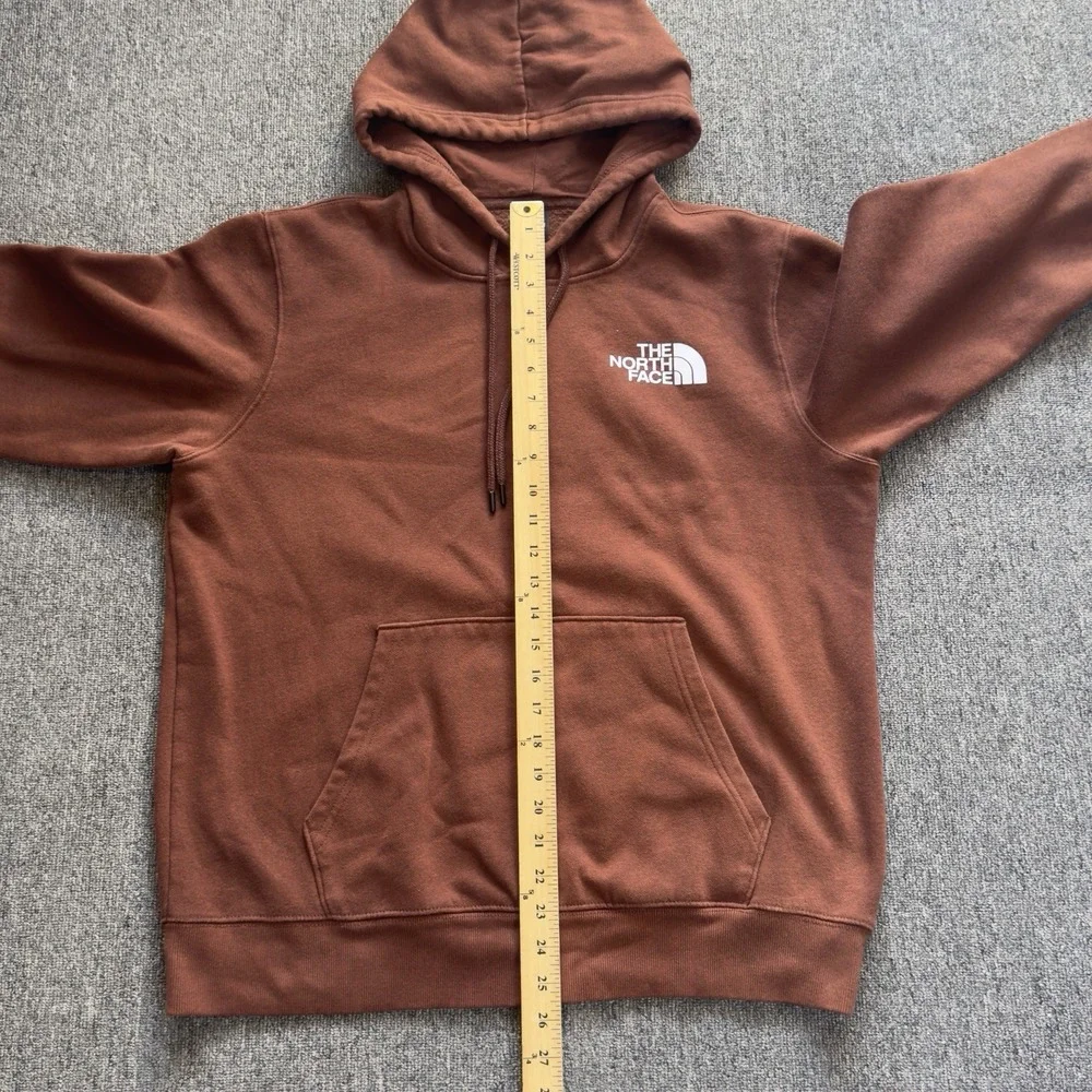 The North Face Mens Medium Hoodie Brown Pullover Sweatshirt Big Logo Graphic